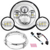 7" LED Headlight With 4.5" Fog Passing Lights & Bracket Mounting Ring Combo Kits for Harley Davidson