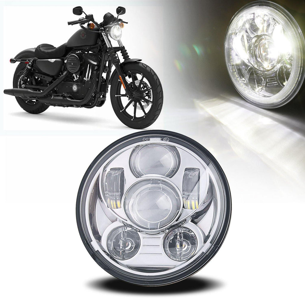 5-3/4" Round Silver LED Headlights for Harley Davidson Iron 883