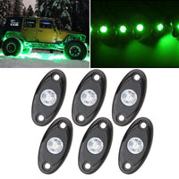 LED Rock Lights Kit 6 Pods Monochrome White Red Yellow Blue Green