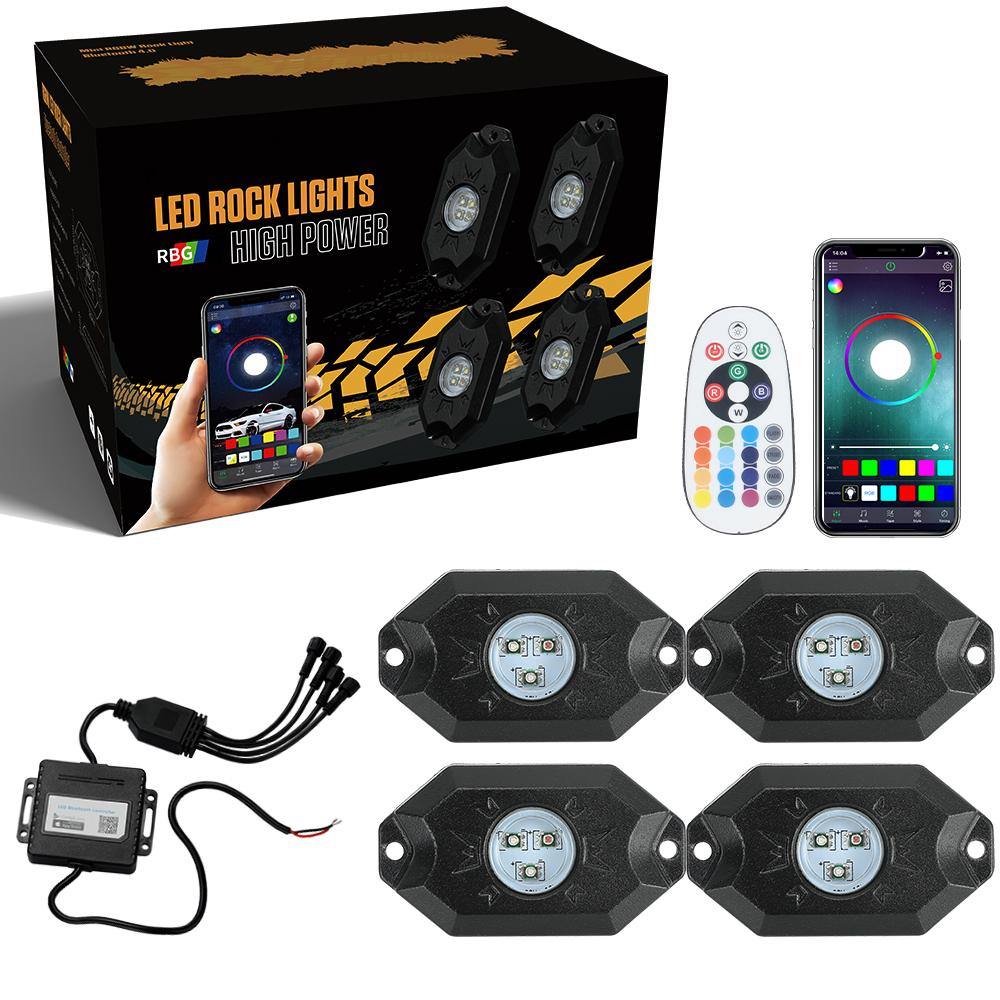 RGB 4 Pods LED Rock Lights for Truck Off Road Jeep SUV RZR UTV